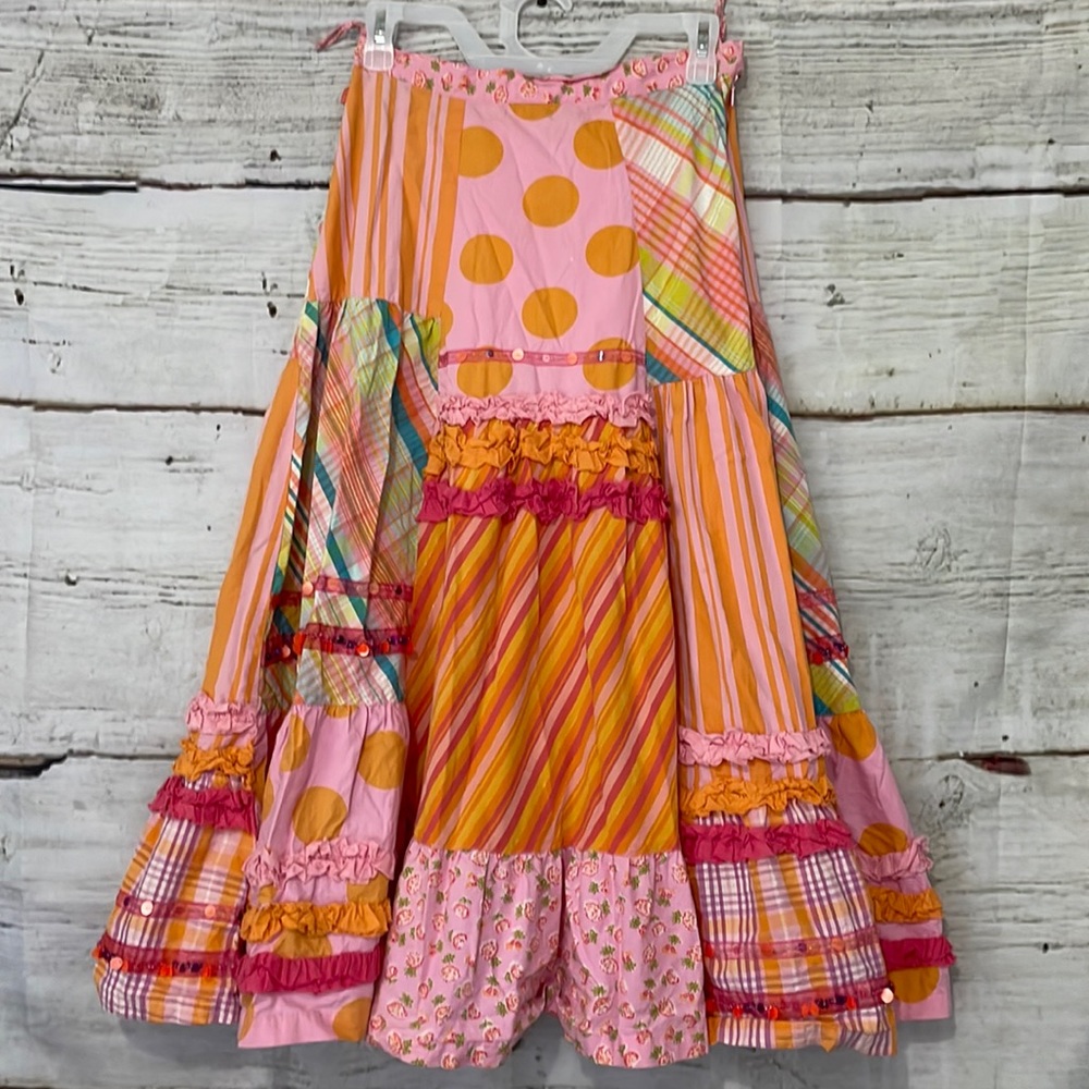 Oilily Vintage patchwork Skirt Pink Orange Size Small